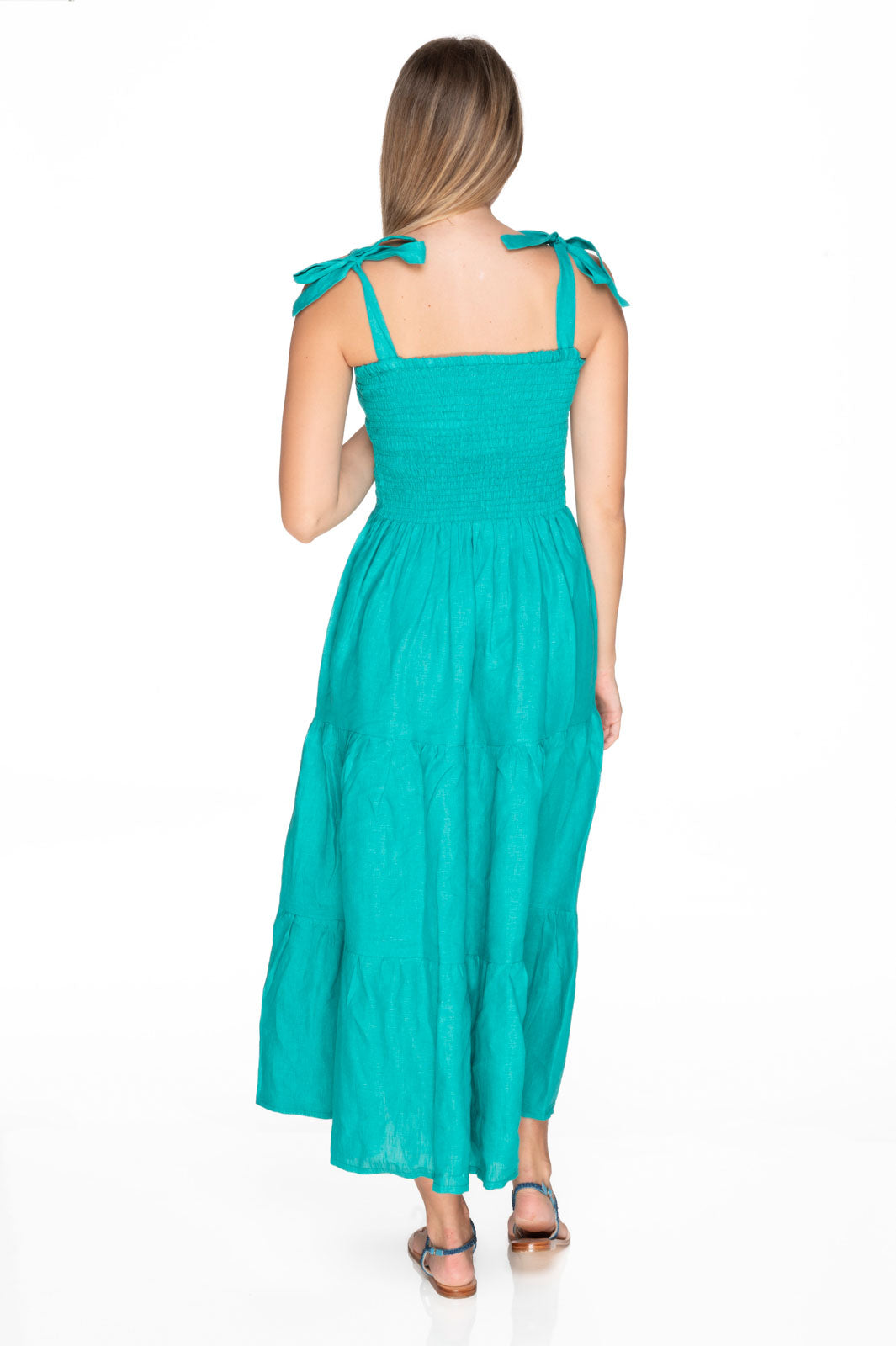 Giorgina green Amalfi Coast linen dress made in Italy  G148